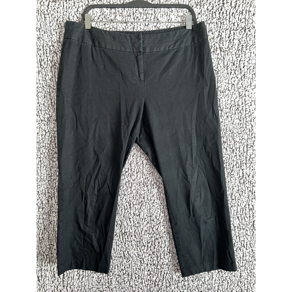 Womens J Jill Cropped Pants Size 12 Stretch Black Chino Flat Front Zip 2 Pockets